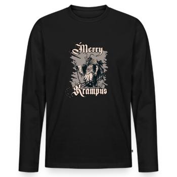 Horror Krampus T-Shirt Böser Weihnachtsbrauch - Männer Premium Bio Langarmshirt - Schwarz - Vorne - Nico (187cm)