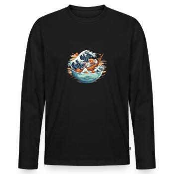 Kawaii Neko Ramen Amateurs de cuisine japonaise - T-shirt manches longues Premium bio Homme - noir - Devant - Nico (187cm)