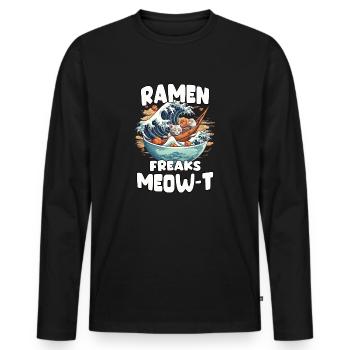 Japanese ramen bowl artwork for anime fans - Men's Premium Organic Long Sleeve Shirt - black - Front - Nico (187cm)