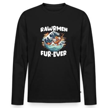 Kawaii cat in ramen heaven for otakus - Men's Premium Organic Long Sleeve Shirt - black - Front - Nico (187cm)