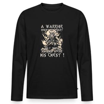 Guerrier viking Mythologie du combattant menaçant - T-shirt manches longues Premium bio Homme - noir - Devant - Nico (187cm)