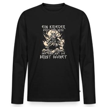 Nordische Mythologie Wikinger Krieger Stärke - Männer Premium Bio Langarmshirt - Schwarz - Vorne - Nico (187cm)