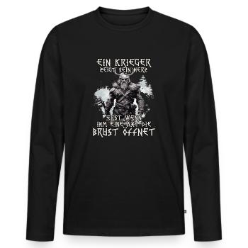 Wikinger Krieger Mythos der Nordmänner Schlachtruf - Männer Premium Bio Langarmshirt - Schwarz - Vorne - Nico (187cm)