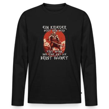 Ragnar Legendäre Krieger Wikinger Nordisch Legende - Männer Premium Bio Langarmshirt - Schwarz - Vorne - Nico (187cm)