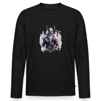 Viking Battle Cry Viking nordique - T-shirt manches longues Premium bio Homme - noir - Devant - Nico (187cm)