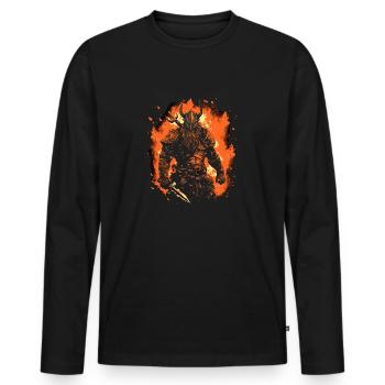 Ragnar's Erbe Wikingerkrieger der alten Zeit - Männer Premium Bio Langarmshirt - Schwarz - Vorne - Nico (187cm)