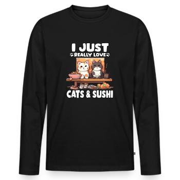 Sushi Chats Neko Cat Otaku T Japon Sushi - T-shirt manches longues Premium bio Homme - noir - Devant - Nico (187cm)