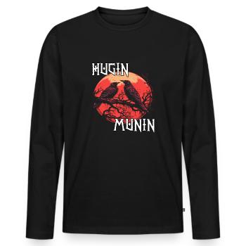 Blutrabe | Wikinger Odins Raben Wikinger - Männer Premium Bio Langarmshirt - Schwarz - Vorne - Nico (187cm)