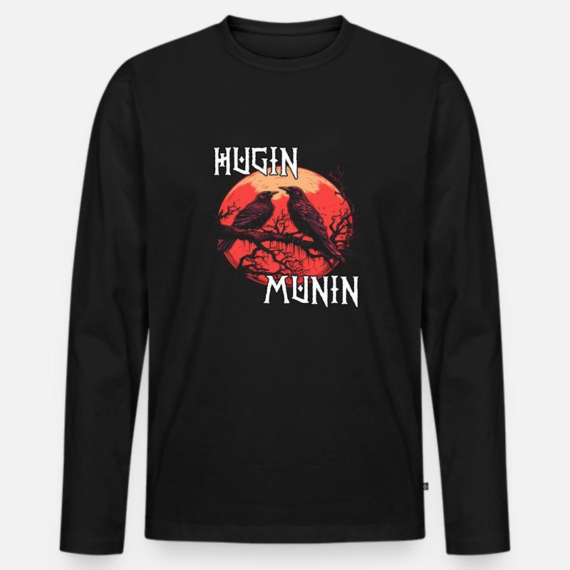 Blutrabe | Wikinger Odins Raben Wikinger - Männer Premium Bio Langarmshirt - Schwarz