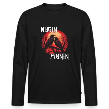Valhalla | T-shirt Viking Warrior | Corbeau d’Odin - T-shirt manches longues Premium bio Homme - noir - Devant - Nico (187cm)