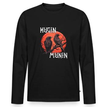 Vegvisir Kompass | Wikinger T-Shirt | Odins Raben - Männer Premium Bio Langarmshirt - Schwarz - Vorne - Nico (187cm)