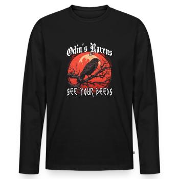 Légendes vikings | Costume Viking | Corbeau d’Odin - T-shirt manches longues Premium bio Homme - noir - Devant - Nico (187cm)