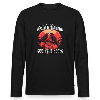 Runes Asgard | T-shirt Viking | Corbeau d’Odin - T-shirt manches longues Premium bio Homme - noir - Devant - Nico (187cm)