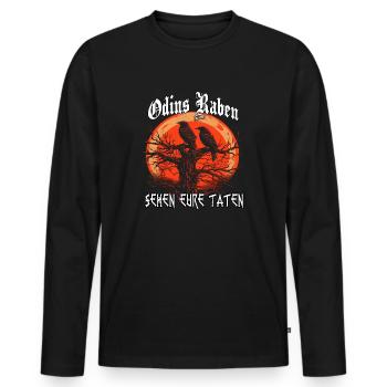 Hache viking | Chemise de guerrier viking | Corbeau d’Odin - T-shirt manches longues Premium bio Homme - noir - Devant - Nico (187cm)