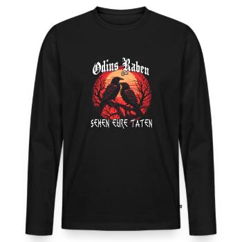 T-shirt Hugin Munin | Corbeaux vikings | Corbeau d’Odin - T-shirt manches longues Premium bio Homme - noir - Devant - Nico (187cm)