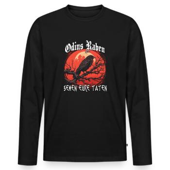 Blutrabe | Wikinger Odins Raben Wikinger - Männer Premium Bio Langarmshirt - Schwarz - Vorne - Nico (187cm)