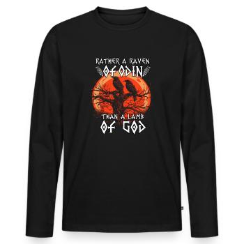 Grimnir | Raben Gott T-Shirt | Hugin und Munin - Männer Premium Bio Langarmshirt - Schwarz - Vorne - Nico (187cm)