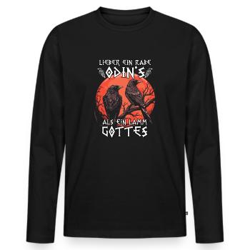 Légendes vikings | Costume Viking | Corbeau d’Odin - T-shirt manches longues Premium bio Homme - noir - Devant - Nico (187cm)