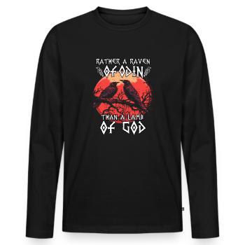 Yggdrasil Baum | Wikinger T-Shirt | Wikinger Raben - Männer Premium Bio Langarmshirt - Schwarz - Vorne - Nico (187cm)