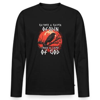 Légende viking | Corbeau d’Odin | Hugin et Munin - T-shirt manches longues Premium bio Homme - noir - Devant - Nico (187cm)