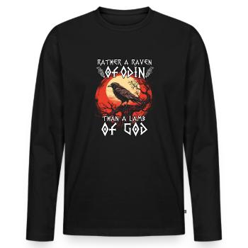 Hache viking | Chemise de guerrier viking | Corbeau d’Odin - T-shirt manches longues Premium bio Homme - noir - Devant - Nico (187cm)
