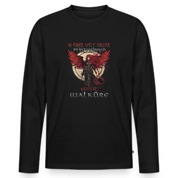 Stolze Walküre nordische Mythologie Kriegerin - Männer Premium Bio Langarmshirt - Schwarz - Vorne - Nico (187cm)