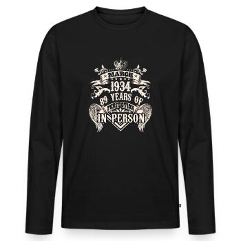 89 birthday vintage men 1934 vintage legend - Männer Premium Bio Langarmshirt - Schwarz - Vorne - Nico (187cm)