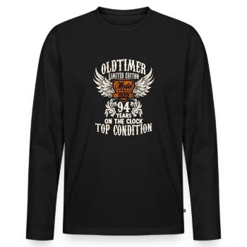 94 ans voiture classique anniversaire rocker fan biker - T-shirt manches longues Premium bio Homme - noir - Devant - Nico (187cm)
