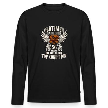 56 year old birthday outfit for classic car fans - Männer Premium Bio Langarmshirt - Schwarz - Vorne - Nico (187cm)