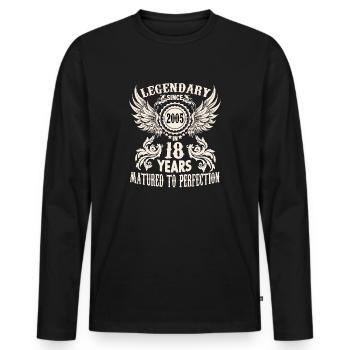 18 year old legend birthday outfit sayings - Männer Premium Bio Langarmshirt - Schwarz - Vorne - Nico (187cm)