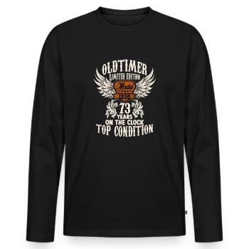 1950 ans 73 ans voiture classique anniversaire rocker - T-shirt manches longues Premium bio Homme - noir - Devant - Nico (187cm)