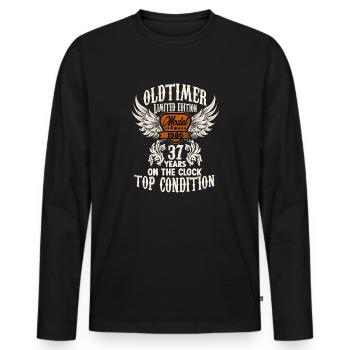 1986 année 37 ans voiture classique anniversaire rocker - T-shirt manches longues Premium bio Homme - noir - Devant - Nico (187cm)