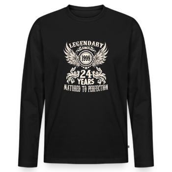 A legend becomes 24 birthday shirt for honorary - Men's Premium Organic Long Sleeve Shirt - black - Front - Nico (187cm)
