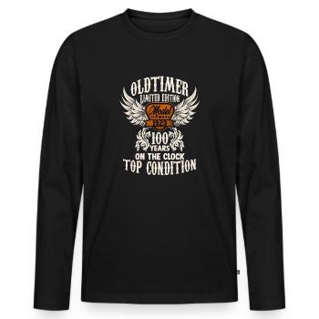 100 years birthday outfit for classic car fans - Männer Premium Bio Langarmshirt - Schwarz - Vorne - Nico (187cm)
