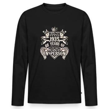Birthday vintage 1935 88 years of a legend - Men's Premium Organic Long Sleeve Shirt - black - Front - Nico (187cm)