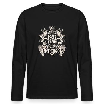 Vintage men birthday Aquarius 86 years 1937 - Männer Premium Bio Langarmshirt - Schwarz - Vorne - Nico (187cm)