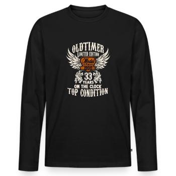 33 year old classic car fan rocker biker birthday - Männer Premium Bio Langarmshirt - Schwarz - Vorne - Nico (187cm)