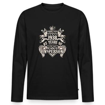 Vintage 1938 birthday of a legend becomes 85 - Männer Premium Bio Langarmshirt - Schwarz - Vorne - Nico (187cm)