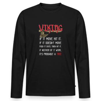 Viking Fan Cadeau Barbare Viking Guerrier - T-shirt manches longues Premium bio Homme - noir - Devant - Nico (187cm)