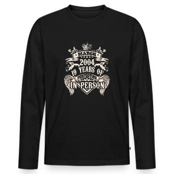 Aries vintage 2004 a legend becomes 19 - Männer Premium Bio Langarmshirt - Schwarz - Vorne - Nico (187cm)