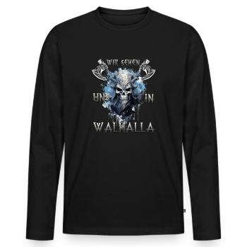 RagnarökCraft Das Geschenk für Ragnarök-Anbeter - Männer Premium Bio Langarmshirt - Schwarz - Vorne - Nico (187cm)