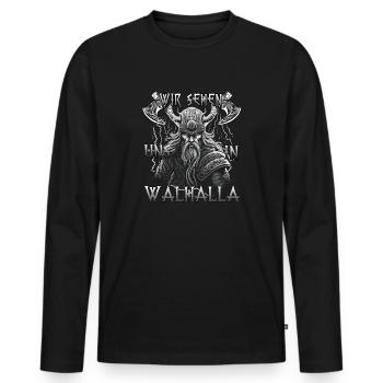 Walhalla Krieger Geschenk für Wikinger-Fans - Männer Premium Bio Langarmshirt - Schwarz - Vorne - Nico (187cm)