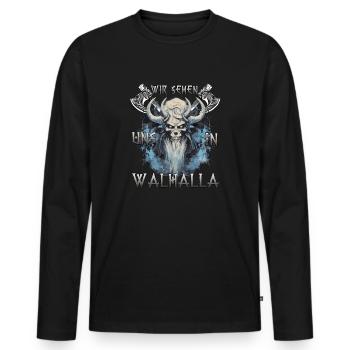 Walhalla Das Geschenk für Schildwall-Krieger - Männer Premium Bio Langarmshirt - Schwarz - Vorne - Nico (187cm)