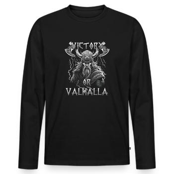Walhalla Krieger Geschenk für stolze Wikinger-Fans - Männer Premium Bio Langarmshirt - Schwarz - Vorne - Nico (187cm)