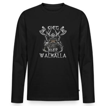 Walhalla Erbe Geschenk für Wikinger Fans - Männer Premium Bio Langarmshirt - Schwarz - Vorne - Nico (187cm)