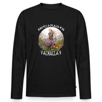 Cadeau de la jeune fille du Valhalla pour les guerriers de Freya - T-shirt manches longues Premium bio Homme - noir - Devant - Nico (187cm)