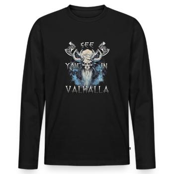 Walhalla Krieger das Geschenk für Kriegerherzen - Männer Premium Bio Langarmshirt - Schwarz - Vorne - Nico (187cm)