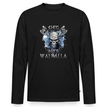 Walhalla Krieger Das perfekte Geschenk für - Männer Premium Bio Langarmshirt - Schwarz - Vorne - Nico (187cm)