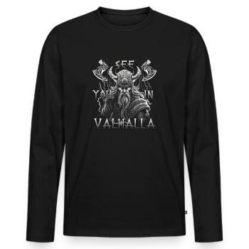 Nordic Valor gift for Viking lovers - Men's Premium Organic Long Sleeve Shirt - black - Front - Nico (187cm)