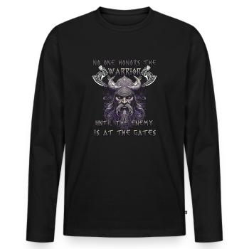 Nordic Valor gift for Viking enthusiasts - Men's Premium Organic Long Sleeve Shirt - black - Front - Nico (187cm)